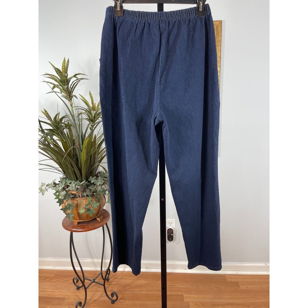D&Co. Pants Women's Medium Blue Denim Coastal Grandmother Normcore Minimalist - Picture 2 of 7